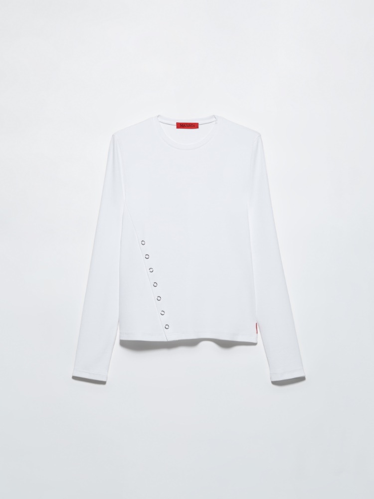 Wool-twill coat, navy | MAX&Co. Asymmetric jersey T-shirt - OPTICAL WHITE - MAX&Co.